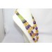 Necklace 925 Sterling Silver beads golden topaz amethyst peridot stones P 321